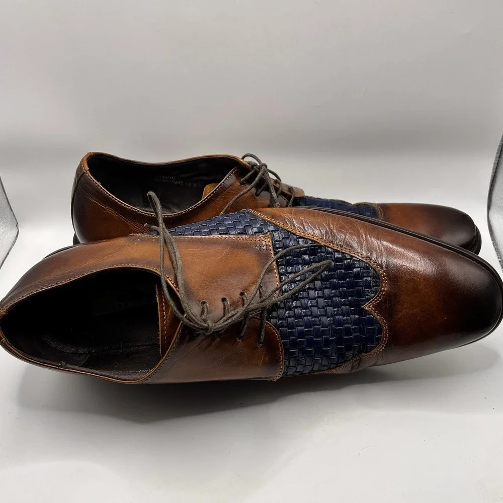 Joseph Abboud Giorgio Brown/Navy Leather Wing Tip Dress Shoe Mens‎ Size US 9.5
